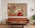 Mid-century French gobelin rug after Joan Miró, bringing a bold “woman and birds” abstract composition into a soft wool...