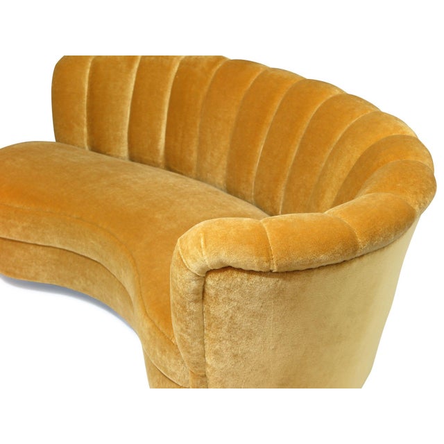 Mid 20th Century 1940s Danish Mohair Sofa With Channel Back and Curved Silhouette For Sale - Image 5 of 12