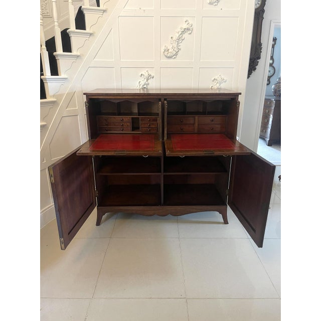 Antique George III Figured Mahogany Double Secretaire Desk, 1800 For Sale - Image 4 of 18