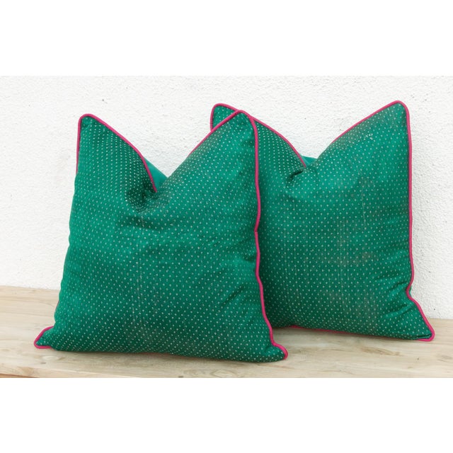Pair of Panna Dotted Ahir Handloom Pillows For Sale - Image 4 of 7