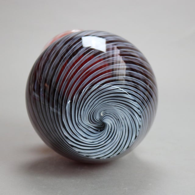 Antique Mt. Washington School Ruby & Opalescent Swirl Ruffle Top Glass Pitcher For Sale - Image 4 of 5