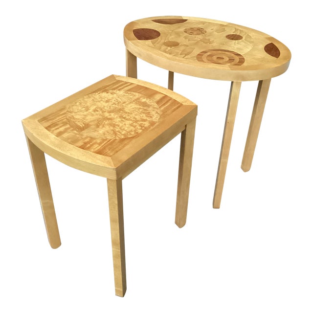1970s Vintage Baker Furniture Company Art Deco Nesting Tables - Set of 2 For Sale