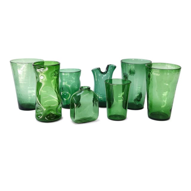Italian Green Glass Vase by Empoli For Sale In Houston - Image 6 of 8