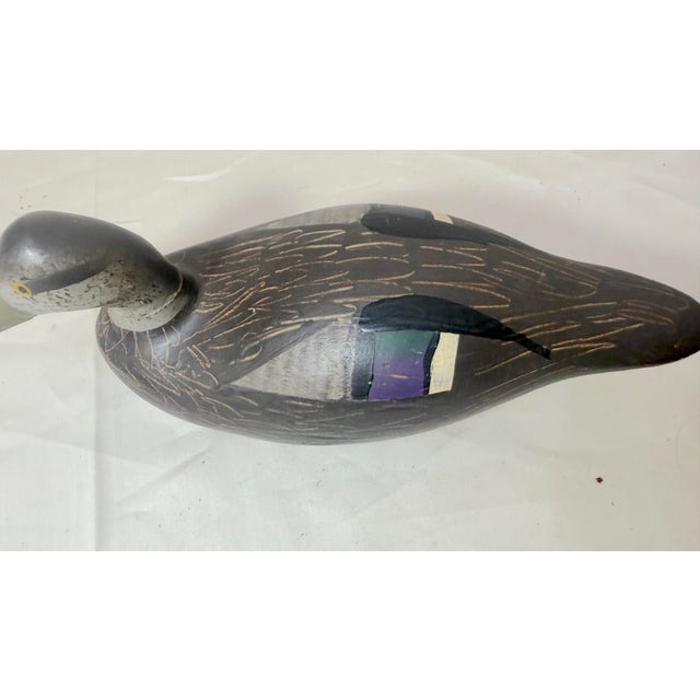 Vintage 1983 Hand Carved Wood Clarence Bauer Miniature Duck Decoy Sculpture For Sale In New York - Image 6 of 9