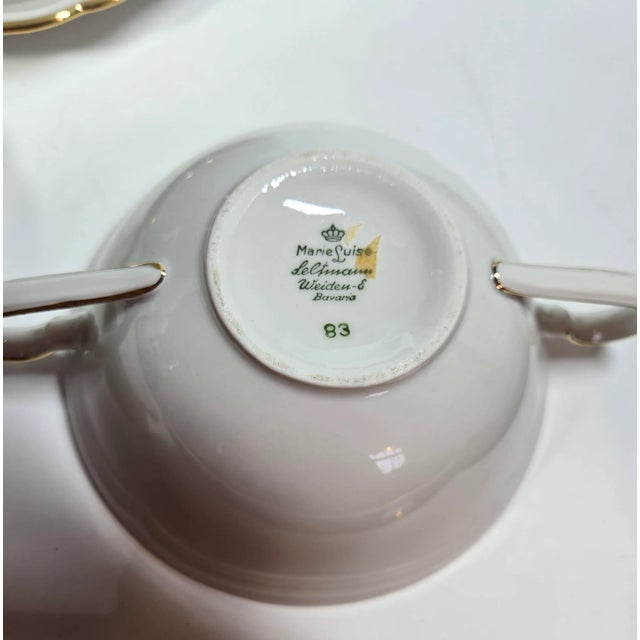 Gold Rimmed Cream Soup Cup and Saucer Set- Set of Sixteen For Sale - Image 4 of 12