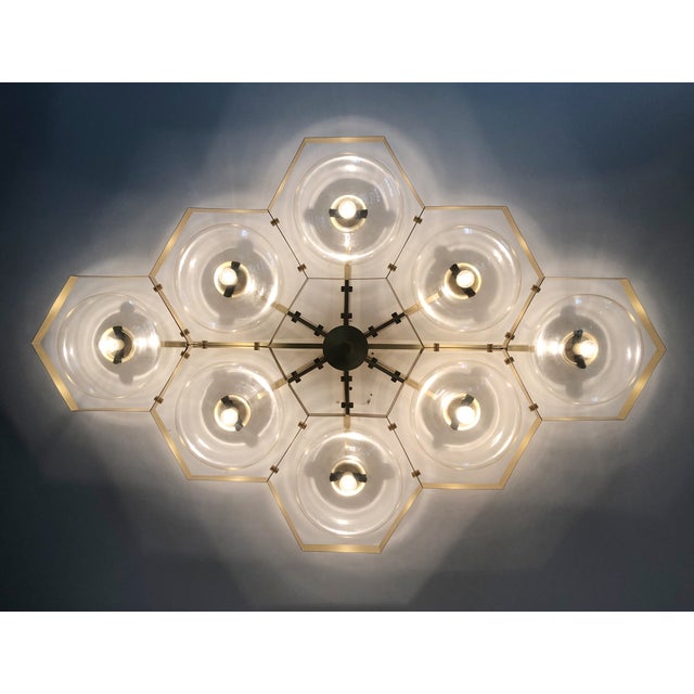 Italian 21st Century Hive Satin Brass Clear Murano Flush Mount by Fabio LTD For Sale - Image 3 of 9