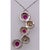Metal 14kt Gold Ruby and Diamond Necklace Having 3 Rubies and 2 Round Diamonds For Sale - Image 7 of 11
