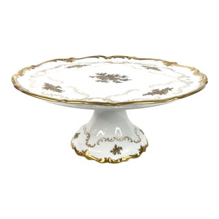 Reichenbach Porcelain White & Gold Cake Stand, Made in Germany For Sale
