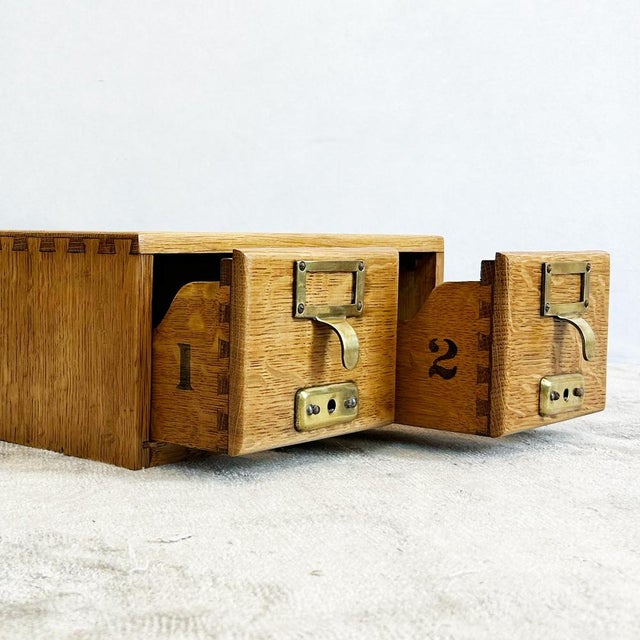 Oak Index Card Cabinet with Drawers, 1930s For Sale - Image 4 of 10