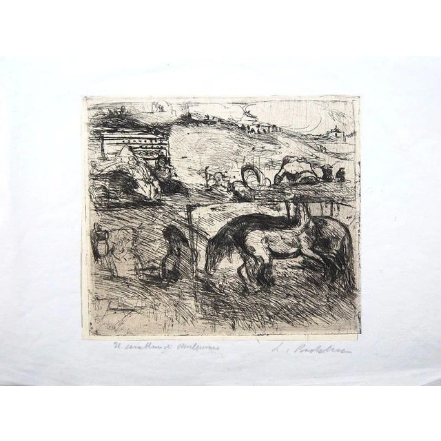 Il Cavallaro di Monte Mario - Original Etching by Luigi Bartolini - 1939 1939 For Sale