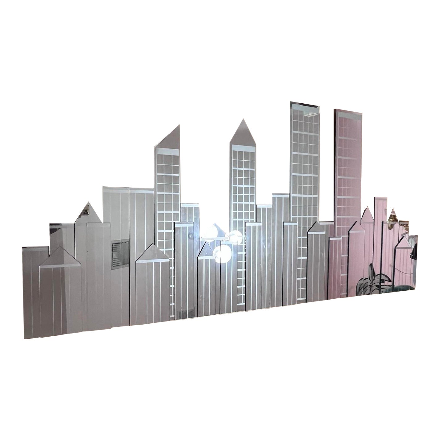 1980s Etched New York City Pre911 City Skyline Mirrors Set of 4