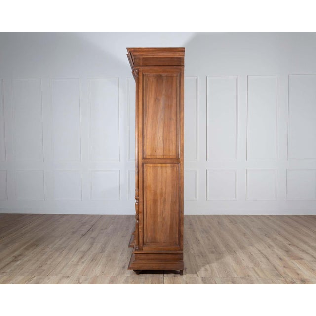 Wood French Solid Walnut Bookcase with Carved Columns, Late 19th Century For Sale - Image 7 of 16