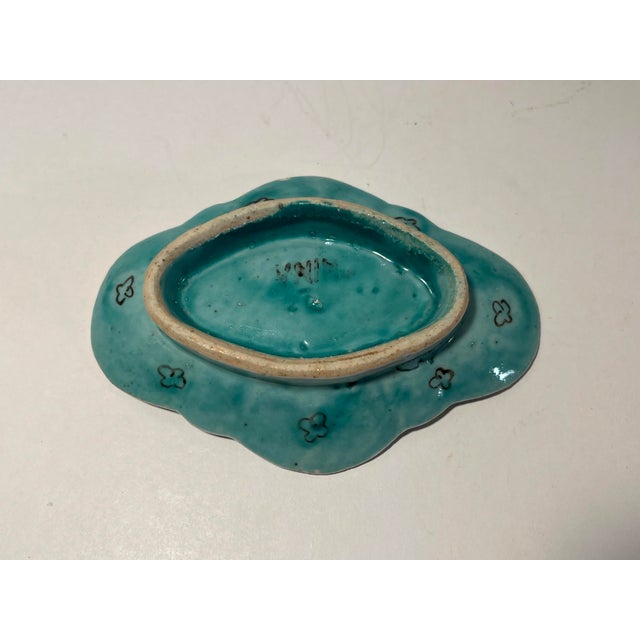 Chinese 1930s Chinese Republic Period Blue Raised Footed Altar Dish For Sale - Image 3 of 5