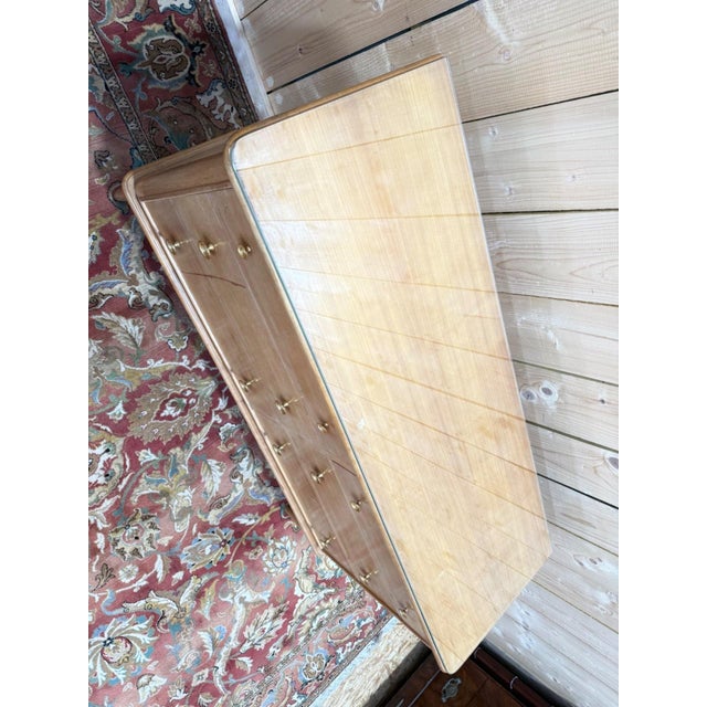 1960s Transitional Fruitwood and Brass 6-Drawer Chest, 1960s For Sale - Image 5 of 8