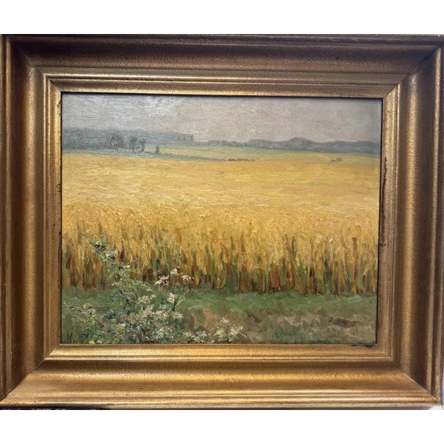 1920s Landscape Composition, Oil Painting on Cardboard, Framed For Sale - Image 5 of 11