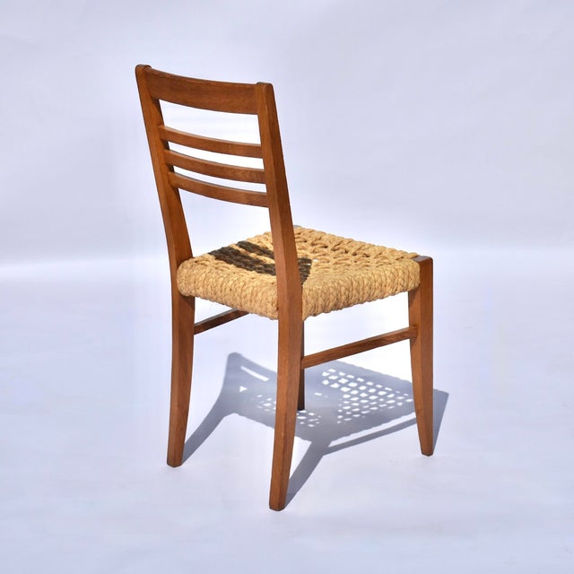 Wood 1940s Pair of Rope & Beech Wood Chairs Attributed to Frida Minet & Adrien Audoux for Vibo Vesoul For Sale - Image 7 of 10