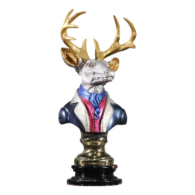 Deer Figure, Bronze on Marble Base For Sale