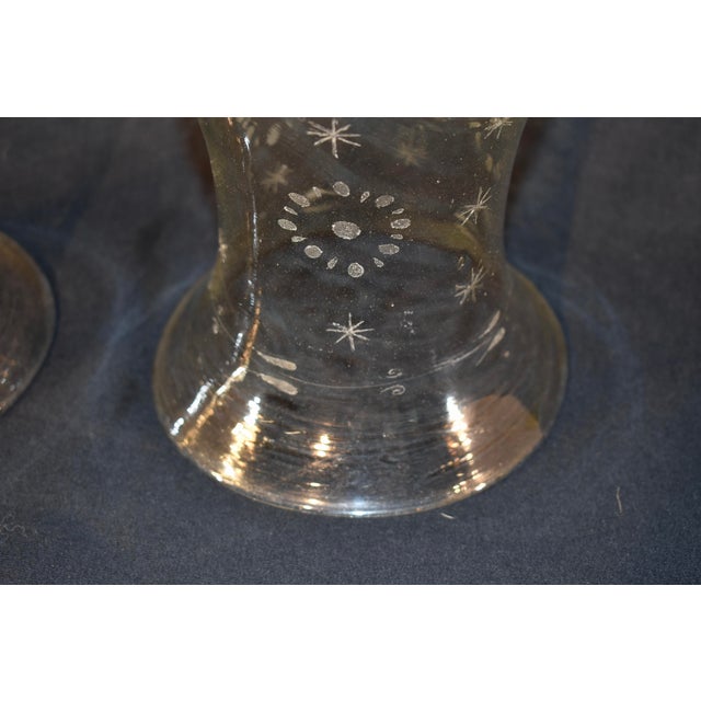 Pair of Early 19th Century Brass Candlesticks With Etched Hurricanes For Sale - Image 9 of 12