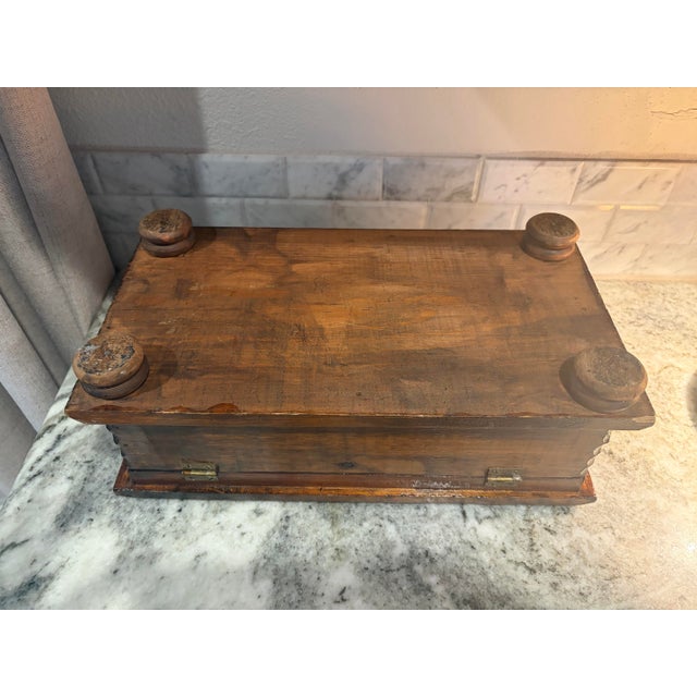 Vintage Hand Carved Wooden Box For Sale - Image 4 of 7