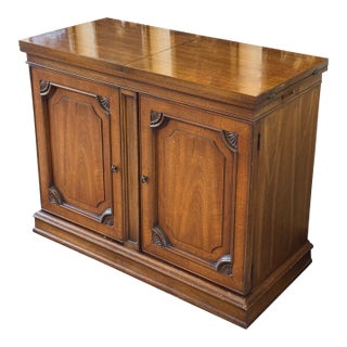 White Fine Furniture Flip Top Walnut Wood Buffet For Sale