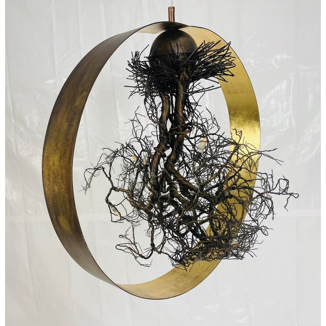 2020s “Roots” Sculptural Pendant Light by F+m Fos, Hand-Twisted Wire, Gold Leaf For Sale - Image 5 of 18