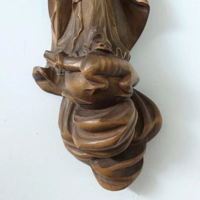 Religious Wall Carving of Mary with Child For Sale - Image 3 of 6