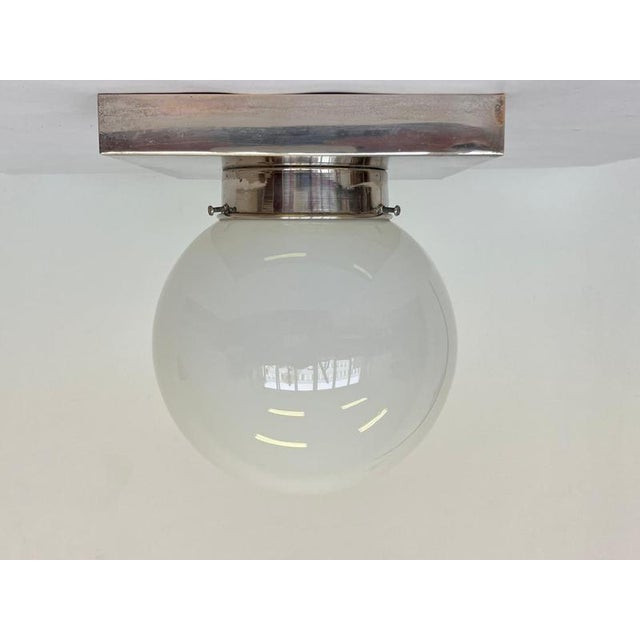 1930s Bauhaus Chrome and Glass Ceiling Lamp, 1930s For Sale - Image 5 of 8