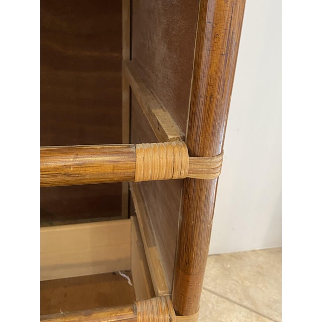 Beige Vintage Rattan and Bamboo Cane Chest of 3 Drawers, 1970s For Sale - Image 8 of 15