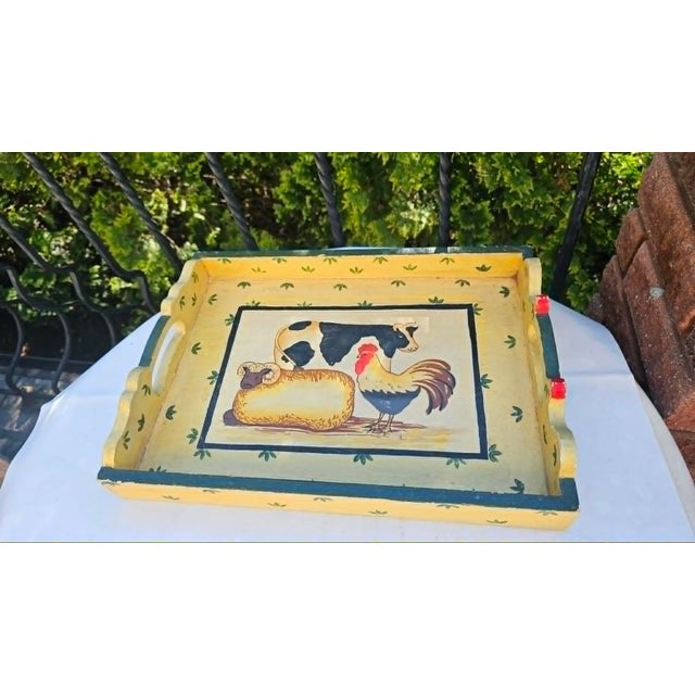 Painted Wooden Tray, 1960s-1970s For Sale - Image 3 of 8