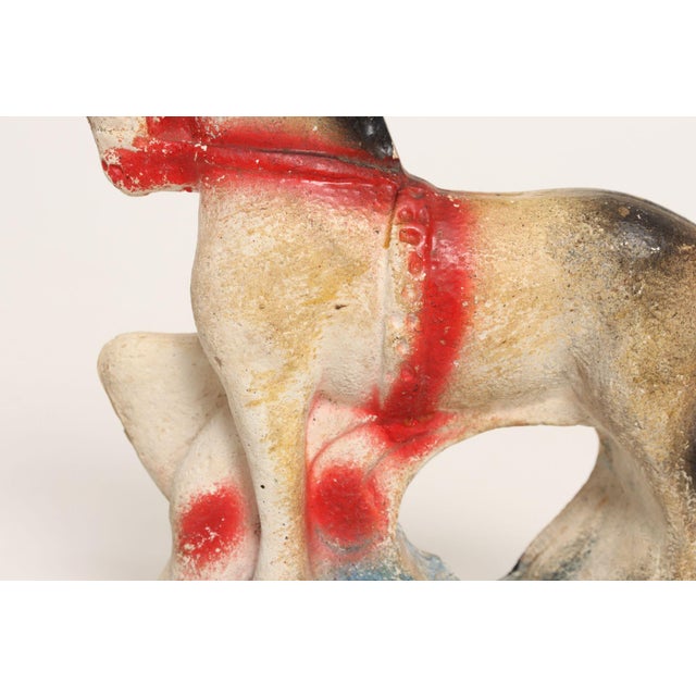 Vintage Americana Painted Red, White, and Blue Chalkware Horse Sculpture / Figurine For Sale - Image 10 of 15