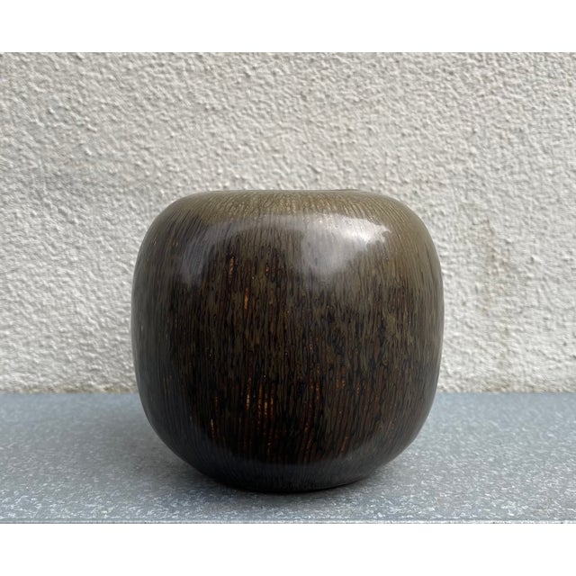 1960s Mid-Century Stoneware Vase in Brown Glazes by Valdemar Petersen for Bing & Grondahl, 1960s For Sale - Image 5 of 9