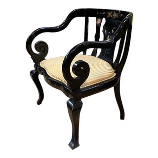 Mid Century Regency Scroll Arm Chair For Sale