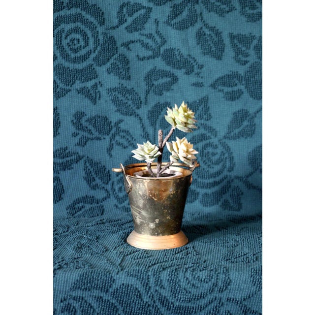 A small "coal bucket" with a handle and platform. Great for brushes, pencil cup, or small planter. Wonderful brown gold...