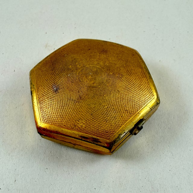 1930s Art Deco Houbigant Paris Floral Basket Motif Triple Folding Compact For Sale - Image 13 of 14