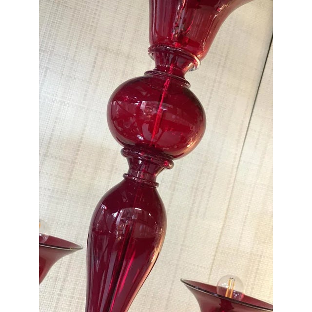 Translucent Red Murano Glass Chandelier from Simoeng, 1990s For Sale - Image 5 of 8