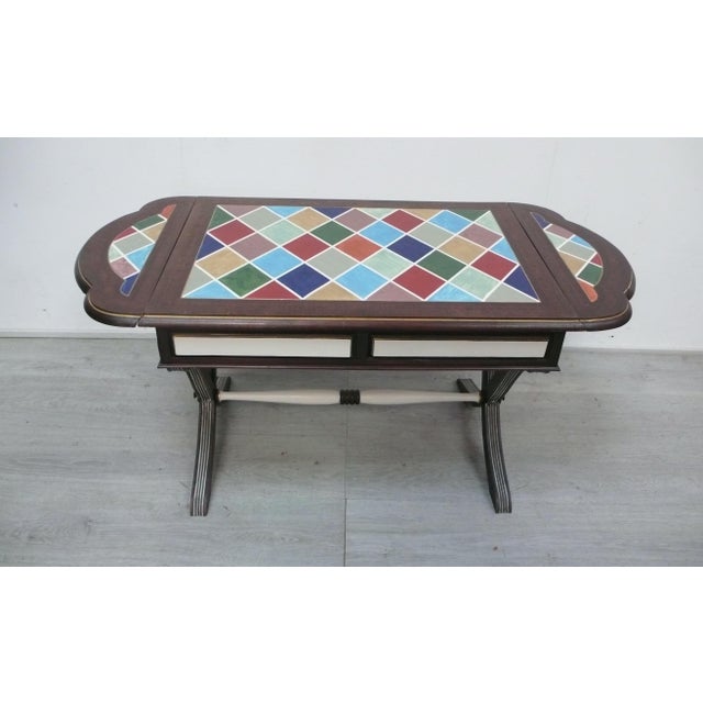 Coffee Table with Side Wings in Dark Nutwood, 1960s For Sale - Image 6 of 8