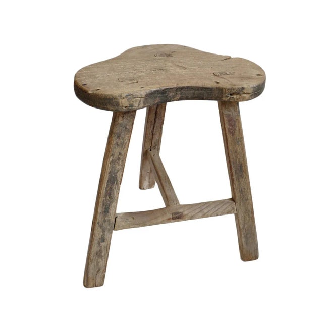 Rustic Old Village Wood Cloud Stool For Sale - Image 3 of 3