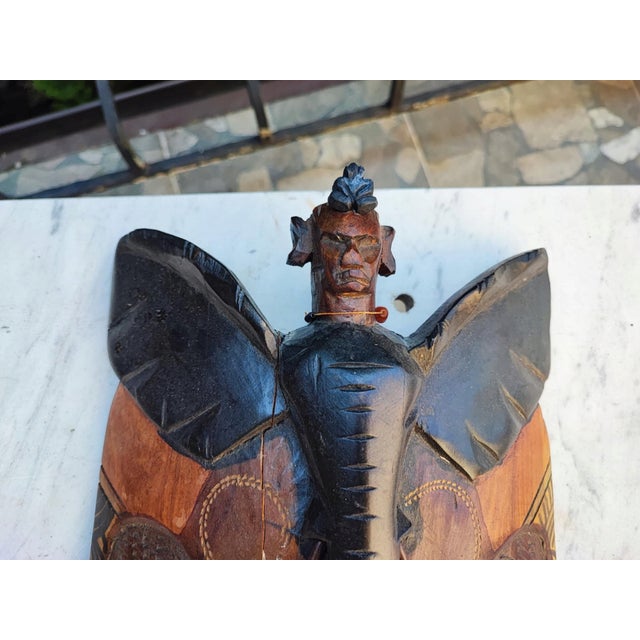 Vintage Masai Mask Wooden Sculpture, 1980s For Sale - Image 4 of 9