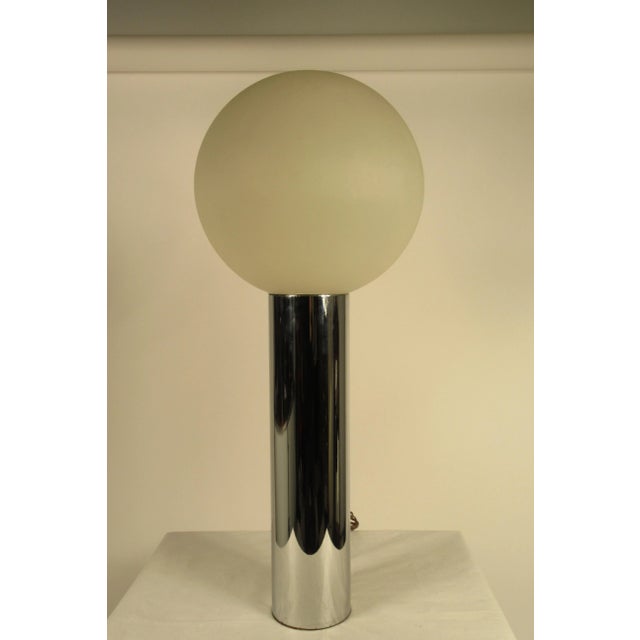1970s George Sonneman lollipop lamp. Chrome base with plastic shade.