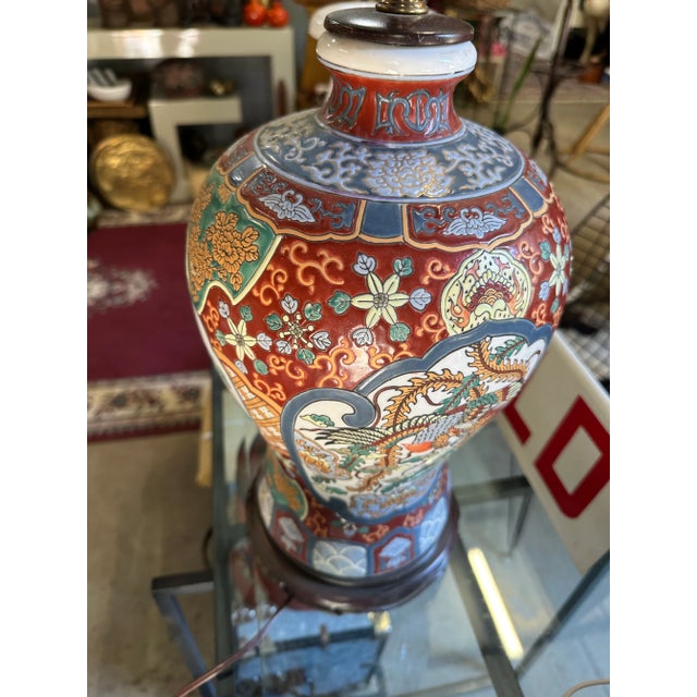 1970s Asian Style Detailed Ceramic Lamp For Sale In Atlanta - Image 6 of 8
