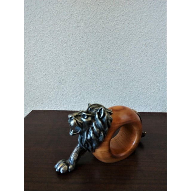 Safari Animal Napkin Rings in Pewter and Wood by Makoulpa of South