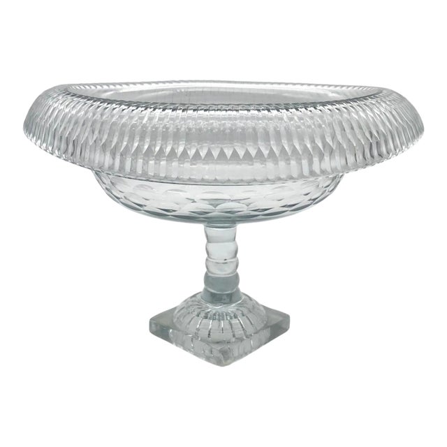 Late 18th Century Georgian Irish Cut Glass Pedestal Bowl For Sale