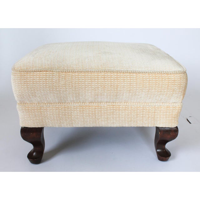Mid 20th Century Vintage Ivory-Colored Footstool or Ottoman For Sale - Image 5 of 12