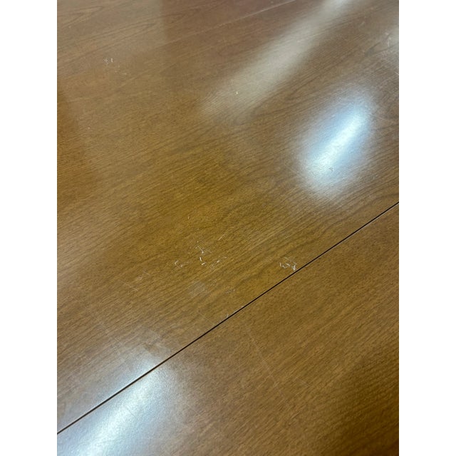 Brown Vintage Dining Table Ethan Allen by Baumritter Round/Oval American Colonial Heirloom Nutmeg Maple Wood With Two Leaves For Sale - Image 8 of 12