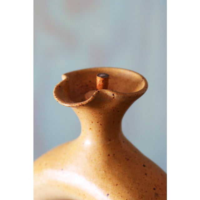 1970s Studio Ceramic O-Shaped Vase Decanter Flask For Sale - Image 4 of 6
