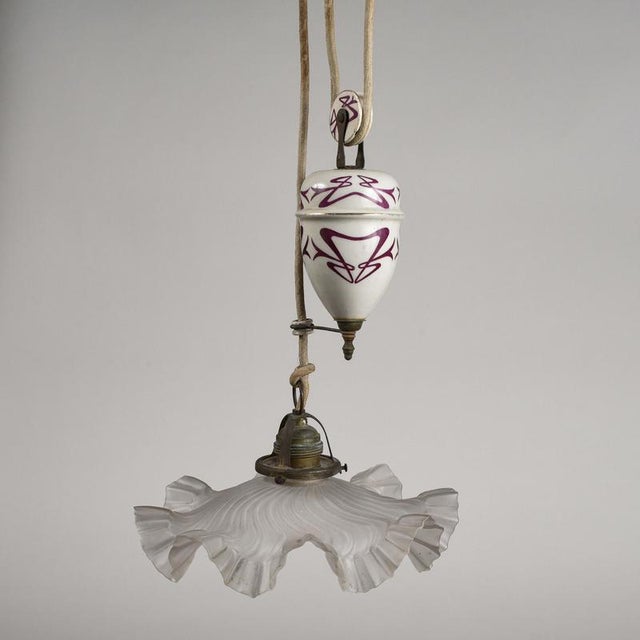 Liberty up and down chandelier in original ceramic, perfect and functional, measures h 135 or 250 x 27 category art nuveau...