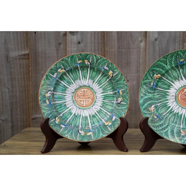 19th Century 19th Century Qing Chinese Bok Choi Cabbage Porcelain Plates, Set of 2 For Sale - Image 5 of 18