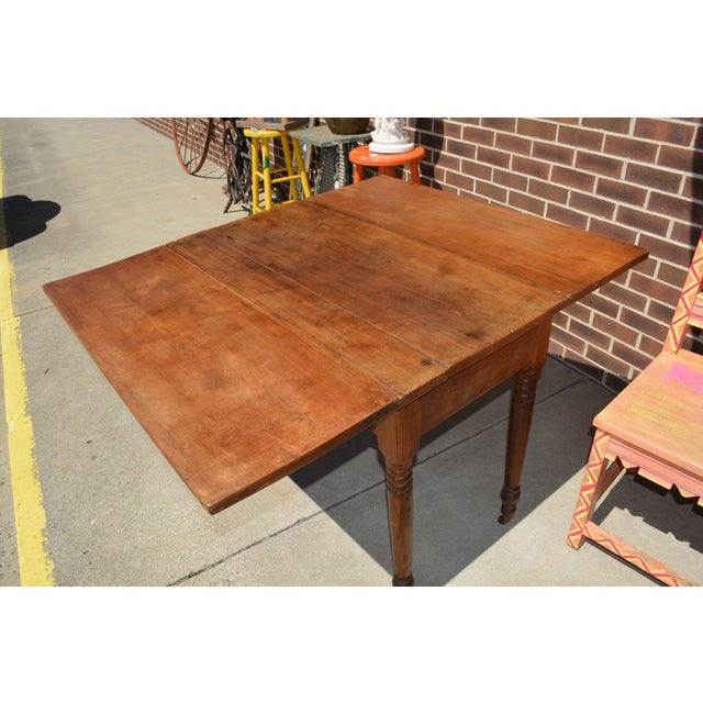 Vintage European Rustic Dark Pine DropLeaf Farmhouse Dining Table on Casters Chairish