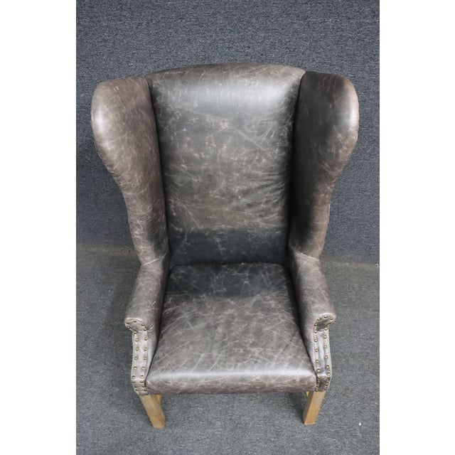 2020s Restoration Hardware–Attributed Wingback Chair For Sale - Image 5 of 11