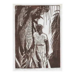 1936 Maliz Cornelison Native With Machete Woodcut